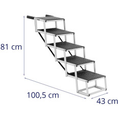 Hundtrappor för bilfyllbar aluminiumhöjd 81 cm till 68 kg - 5 grader