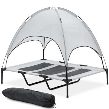 Säng säng för en hundbädd med en vikbar baldakin 122,5 x 91,5 x 109 cm