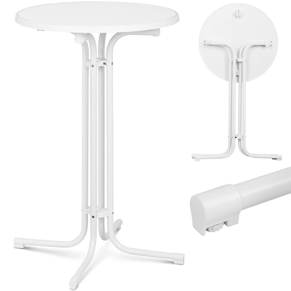 Galda galds ar šķūni round garš salocīts. 70 cm augsts 110 cm balts