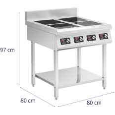 Cocina de inducción 4 quemador con base abierta 400 v 4 x 3500 w