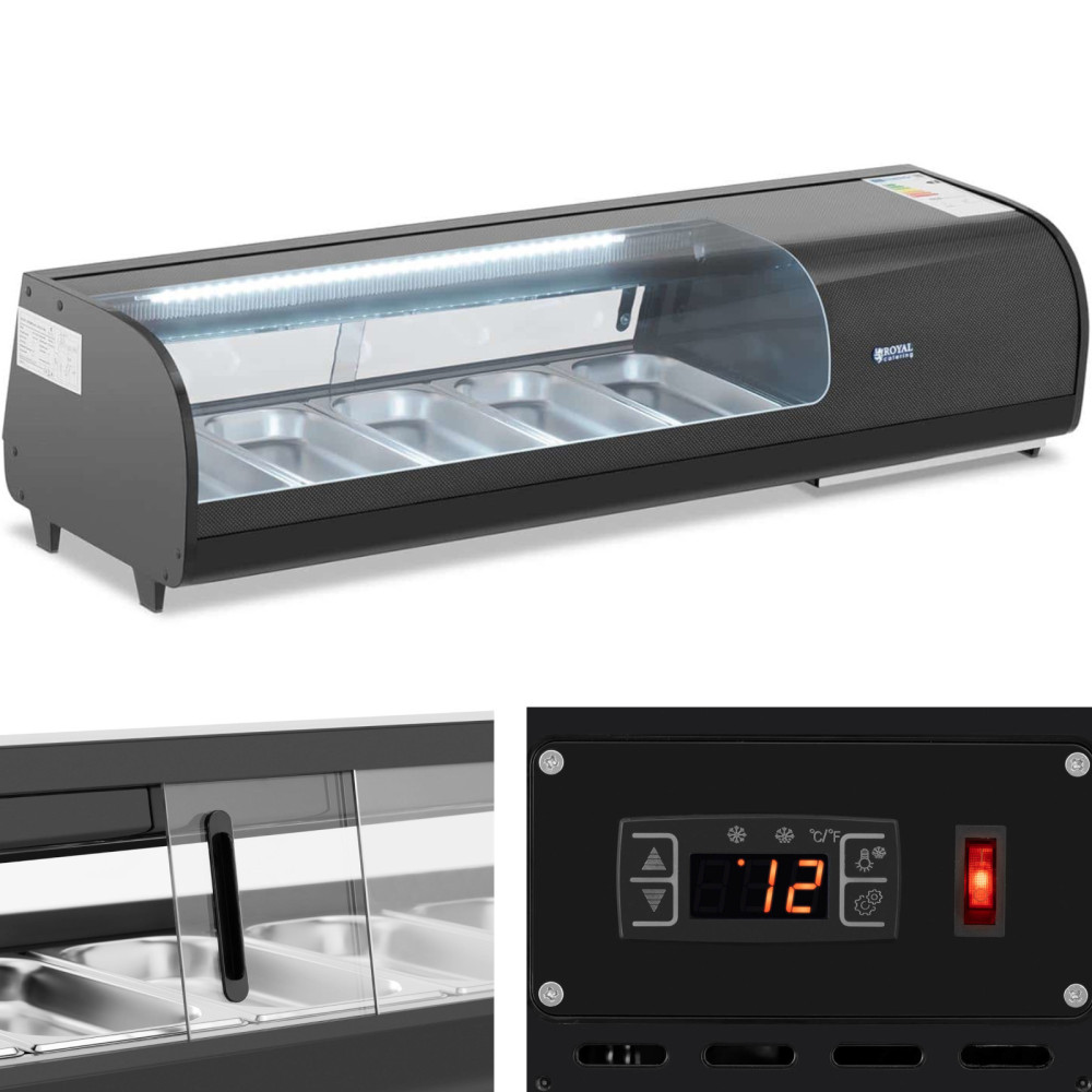 Sushi-Kühlstelle für Sushi mit LED-Beleuchtung 5 x GN 1/3 Sushi-Kühlstelle für Sushi mit LED-Beleuchtung 5 x GN 1/3