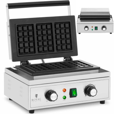 Waffle retangular em 3 waffles belgas Teflon 1500 W