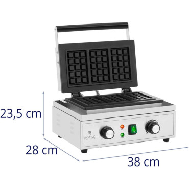 Waffle retangular em 3 waffles belgas Teflon 1500 W