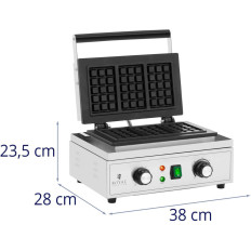 Ορθογώνια βάφλα σε 3 βελγικά βάφλες Teflon 1500 W