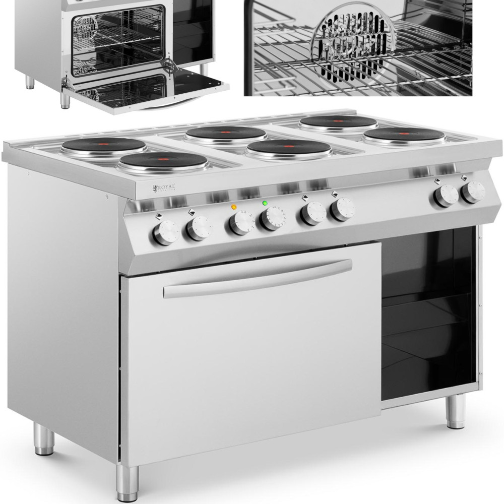 Cuisine électrique 6 brûleurs avec four à convection et meuble de 400 V 15600