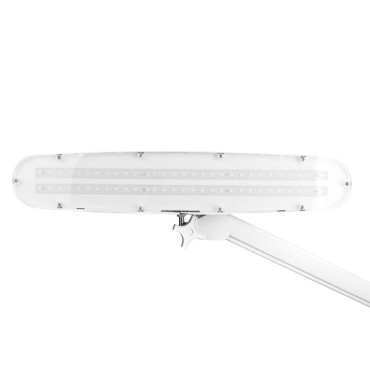 Elegant LED-arbetslampa 801st standard vit med bordsvajer — närbild av huvud