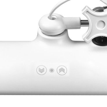 Lampe d'atelier LED élégante 801 l avec étau et intensité lumineuse réglable blanche — gros plan commandes
