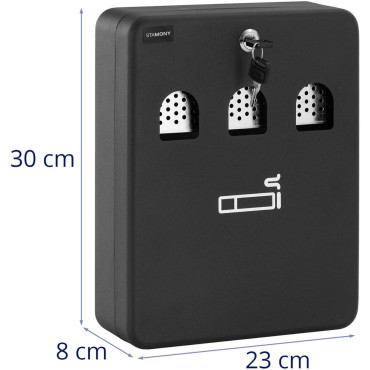 Vegg askebeger med flyttbar beholder lukket med 30 x 23 x 8 cm