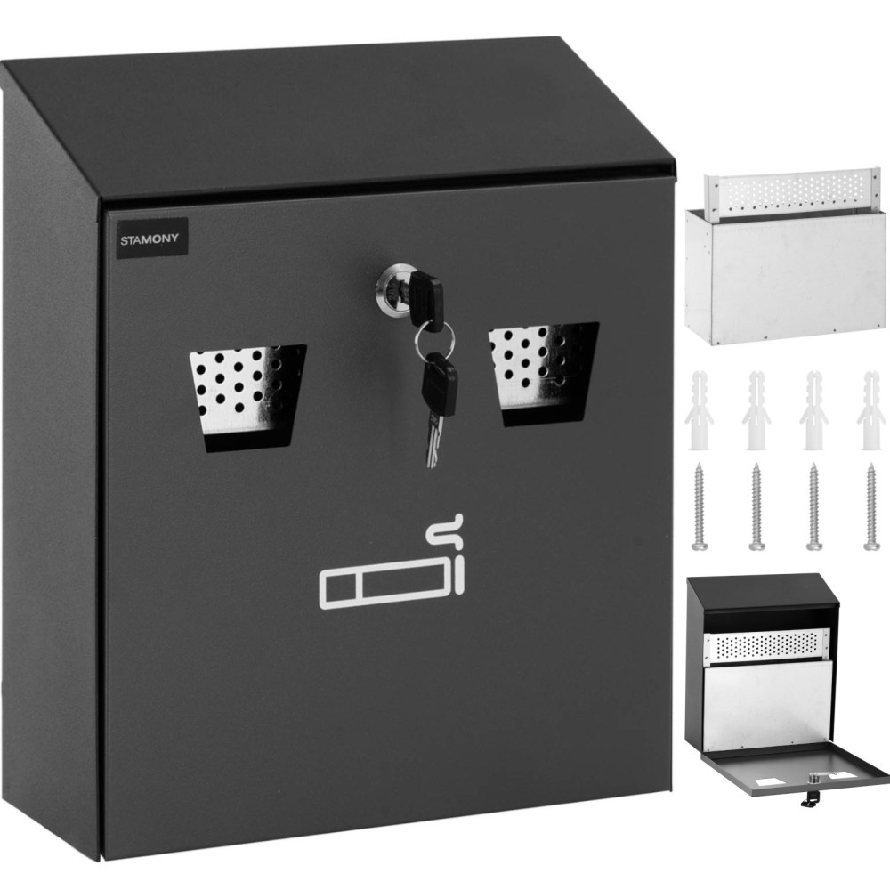 Sienų peleninė su nuimamu konteineriu uždarytas su raktu 26 x 25 x 9 cm Sienų peleninė su nuimamu konteineriu uždarytas su raktu 26 x 25 x 9 cm