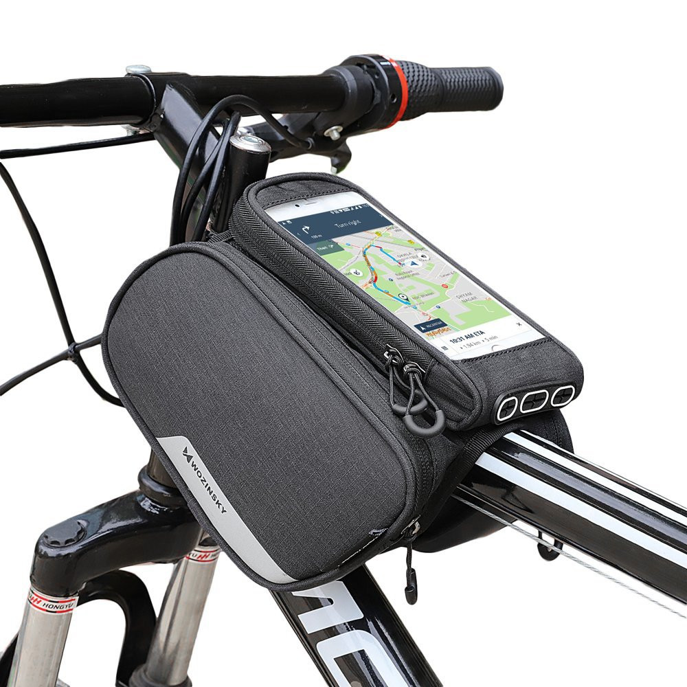 Borsa per biciclette per telaio + copertura staccabile per telefono fino a 6,5 "1.5L nero