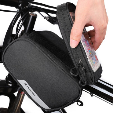 Cykelväska för ram + Avtagbart skydd för telefon upp till 6,5 "1,5L svart