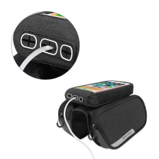 Bolsa de bicicleta para quadro + tampa destacável para telefone até 6,5 "1.5L preto