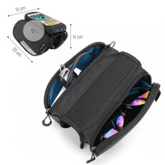 Kolesarska torba za okvir + snemljiv pokrov za telefon do 6,5 "1,5L črna