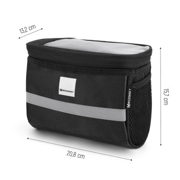 Bolsa de bicicleta no volante com um caso de telefone 2 l preto