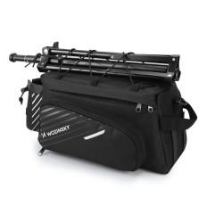 Bolsa de bicicleta en el tronco con correa de hombro 9l impermeable negro