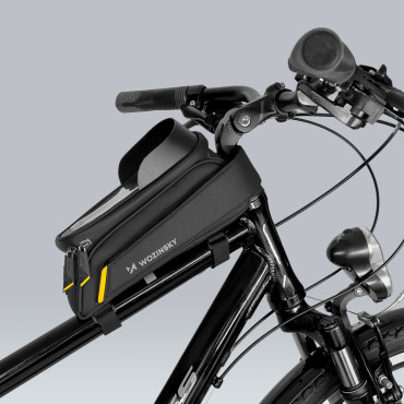 Sac de vélo sur un cadre avec un boîtier de téléphone 1L noir