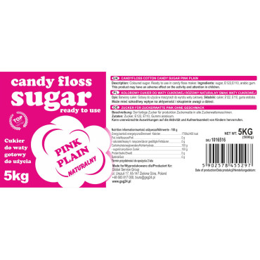 Värikäs sokeri punaiselle puuvillakardille 5kg maku