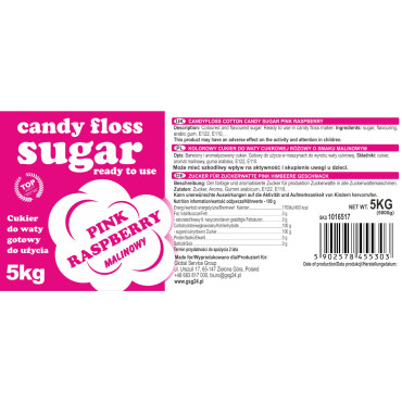 Açúcar colorido para lã vermelha de açúcar com sabor de framboesa 5kg