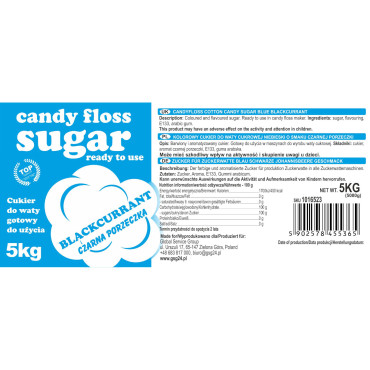 Açúcar colorido para doces azuis de algodão com sabor preto de 5 kg