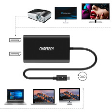 Adaptador Distribuidor USB Tipo C Thunderbolt 3 Preto