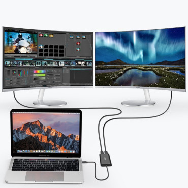 Adaptador Distribuidor USB Tipo C Thunderbolt 3 Preto