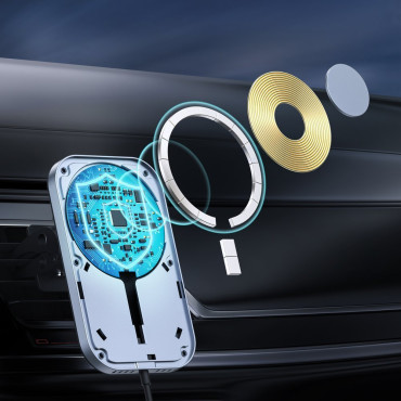 Suporte magnético do carro + carregador de indução Qi 15w preto