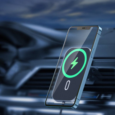 Suporte magnético do carro + carregador de indução Qi 15w preto