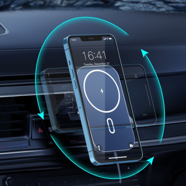 Suporte magnético do carro + carregador de indução Qi 15w preto