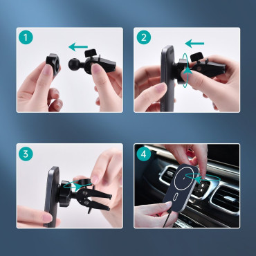 Suporte magnético do carro + carregador de indução Qi 15w preto