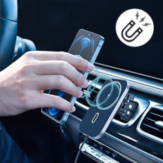 Suporte magnético do carro + carregador de indução Qi 15w preto