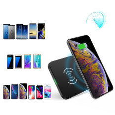 Carregador sem fio Qi 10W para telefone preto e fones de ouvido