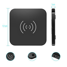 Carregador sem fio Qi 10W para telefone preto e fones de ouvido