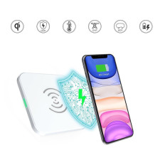 Qi 10w trådlös laddare för svart telefon och hörlurar