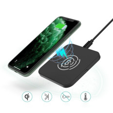 Qi 10w trådlös laddare för svart telefon och hörlurar