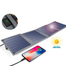 Solarni polnilnik za turistični telefon z USB 14W zložljivo sivo