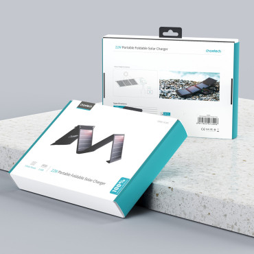 Solárna solárna turistická nabíjačka 22W 2xusb brucho čierna