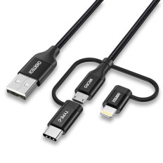 USB MFI Relâmpago Tipo de cabo USB C micro USB 3IN1 1,2 m preto