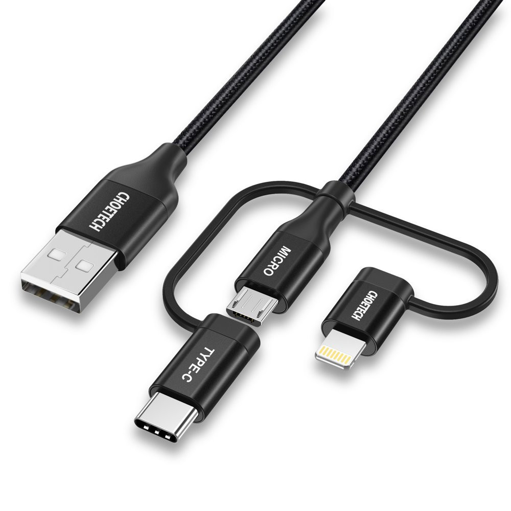 USB MFI Lightning USB kabel typu C Micro USB 3In1 1,2 m černá
