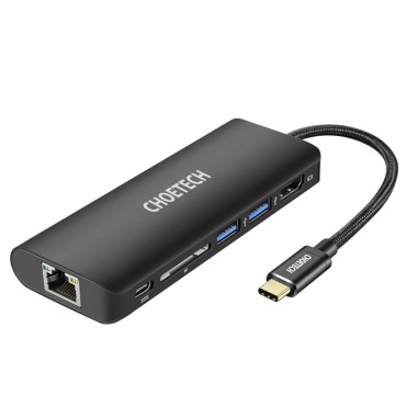 Σταθμός σύνδεσης HUB USB τύπου C 6W1 100W PD BLACK