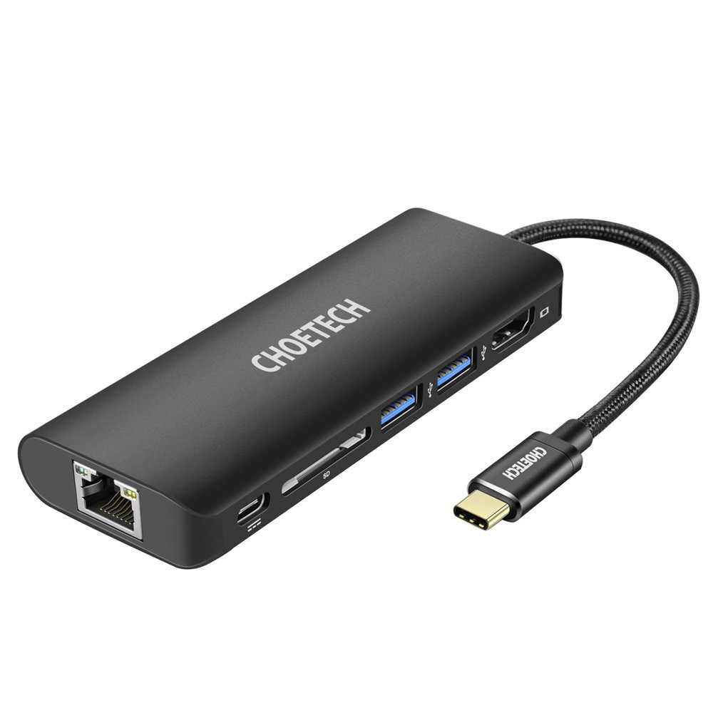 Dockningsstation Hub USB Typ C 6W1 100W PD Svart