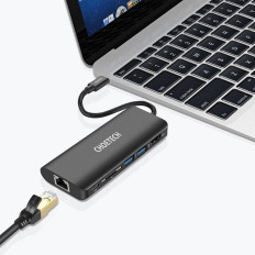 Dockningsstation Hub USB Typ C 6W1 100W PD Svart