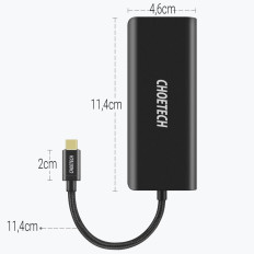 Priključna stanica Hub USB tip C 6W1 100W PD Crna