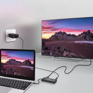 Dockningsstation Hub USB Typ C 6W1 100W PD Svart