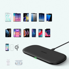 QI brezžični polnilnik za telefon in airpod 2in1 10w črna