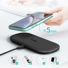 QI brezžični polnilnik za telefon in airpod 2in1 10w črna