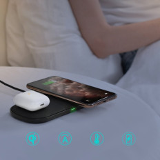 QI brezžični polnilnik za telefon in airpod 2in1 10w črna