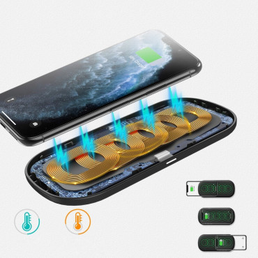 QI brezžični polnilnik za telefon in airpod 2in1 10w črna