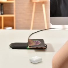 QI brezžični polnilnik za telefon in airpod 2in1 10w črna