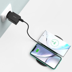 QI Wireless Charger for Telefon og AirPods 2in1 10W Black