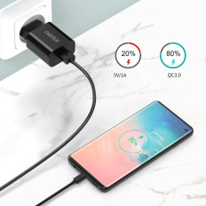 Quick QuickCharge 3.0 18 W 3A Carregador de Rede + USB 1M Black Cable